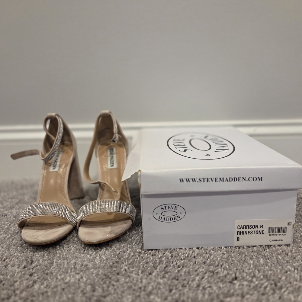 Steve Madden Carrson-R Rhinestone Heels - Cream